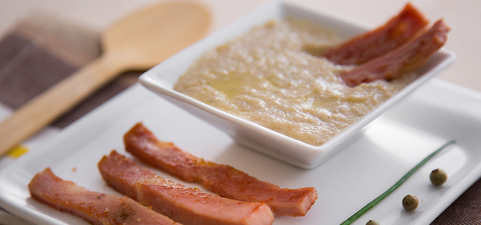 Cremina al topinambur con bastoncini di mortadella3