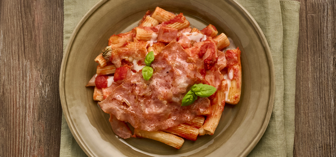 Pasta al forno con Mortadella h