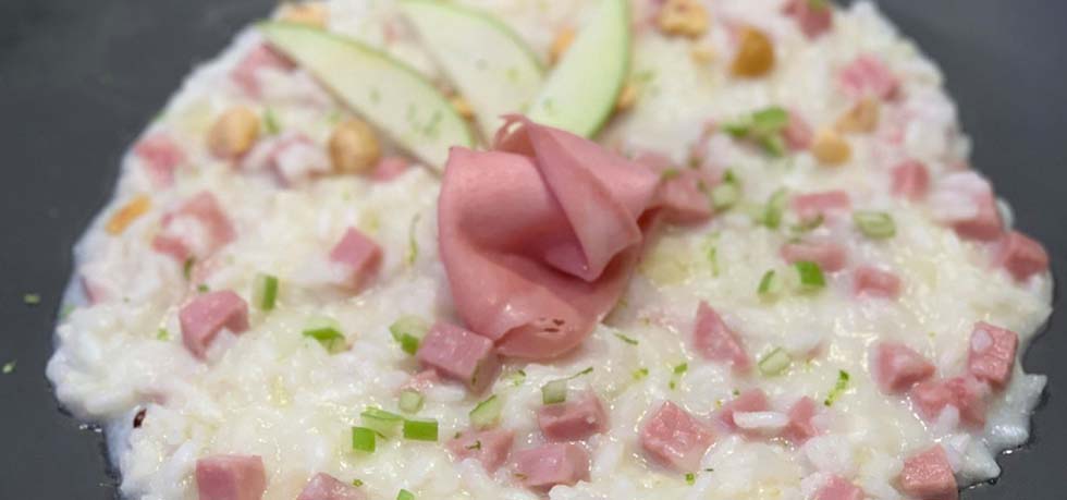 RISOTTO CON MORTADELLA BOLOGNA IGP MELE E LIME