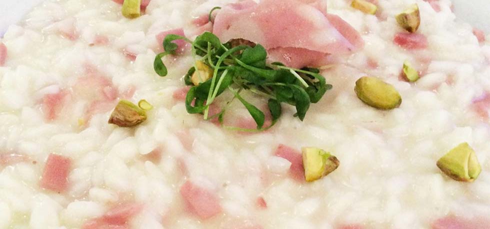 Risotto con germogli di crescione e Mortadella di Bologna IGP