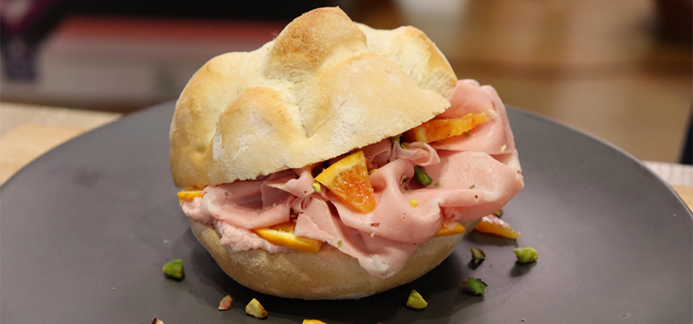 panino mortadella arancia pistacchi
